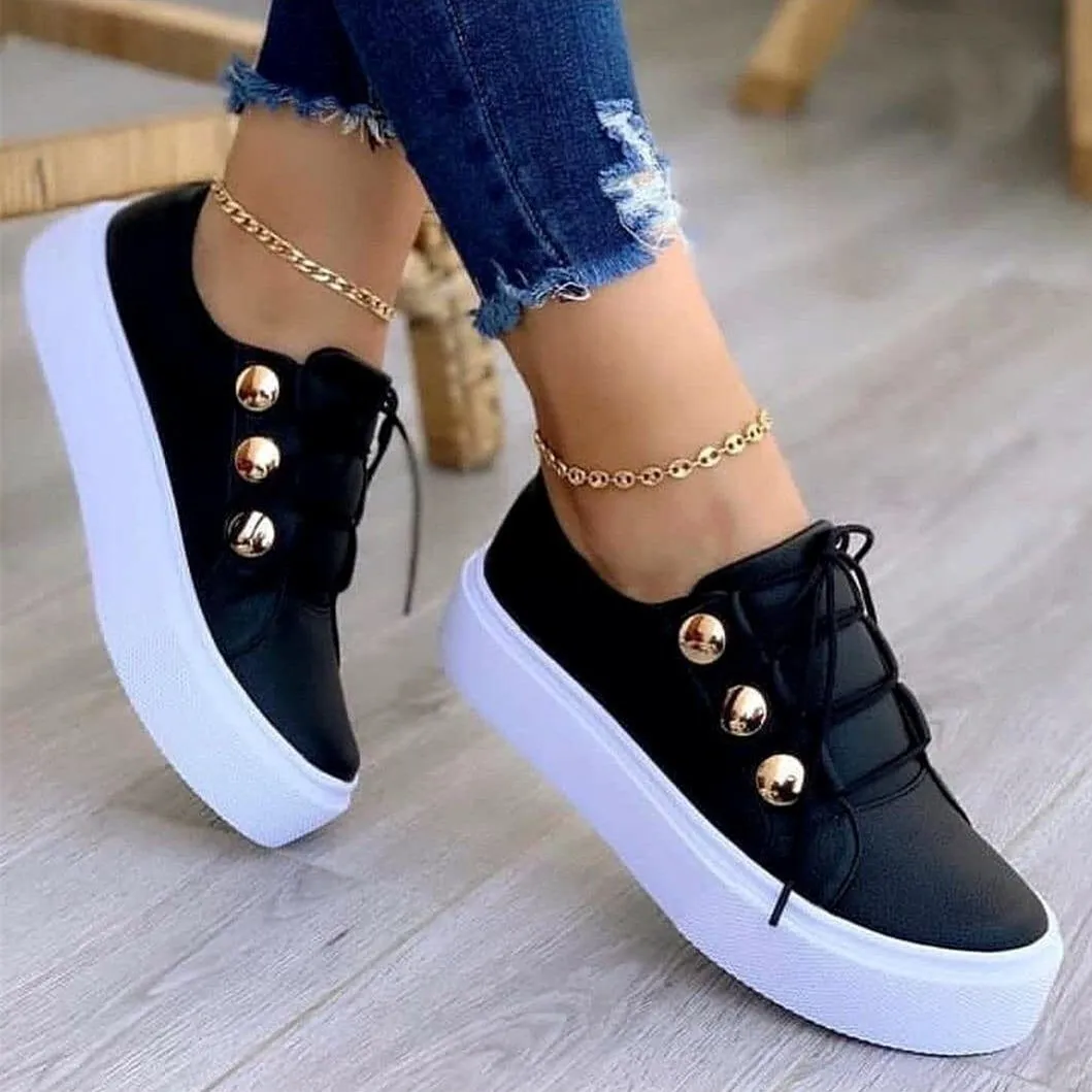 Women's thick platform lace-up sneakers casual shoes