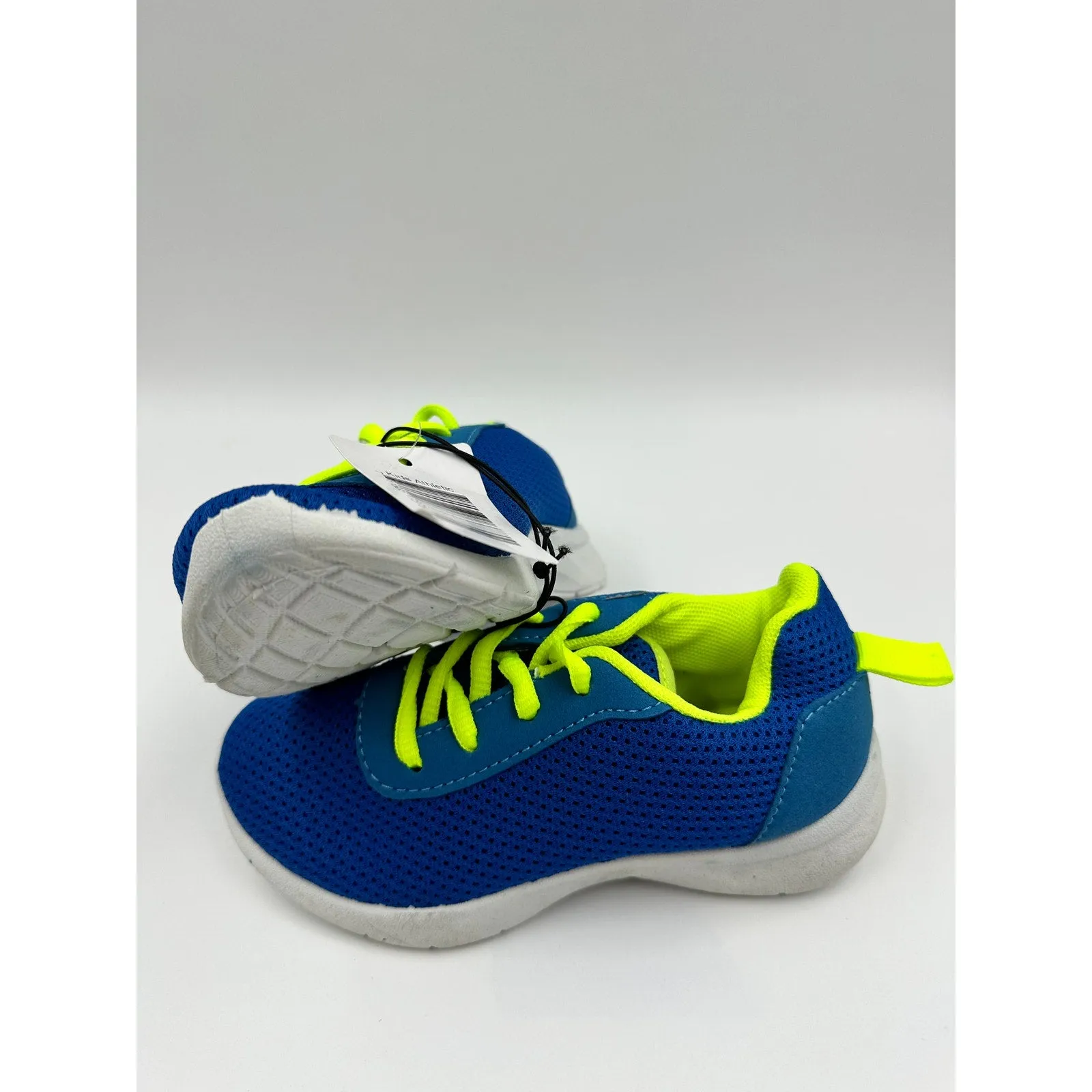 Youth Size 12, Vibrant Blue Sneakers, with Yellow Laces and White Soles