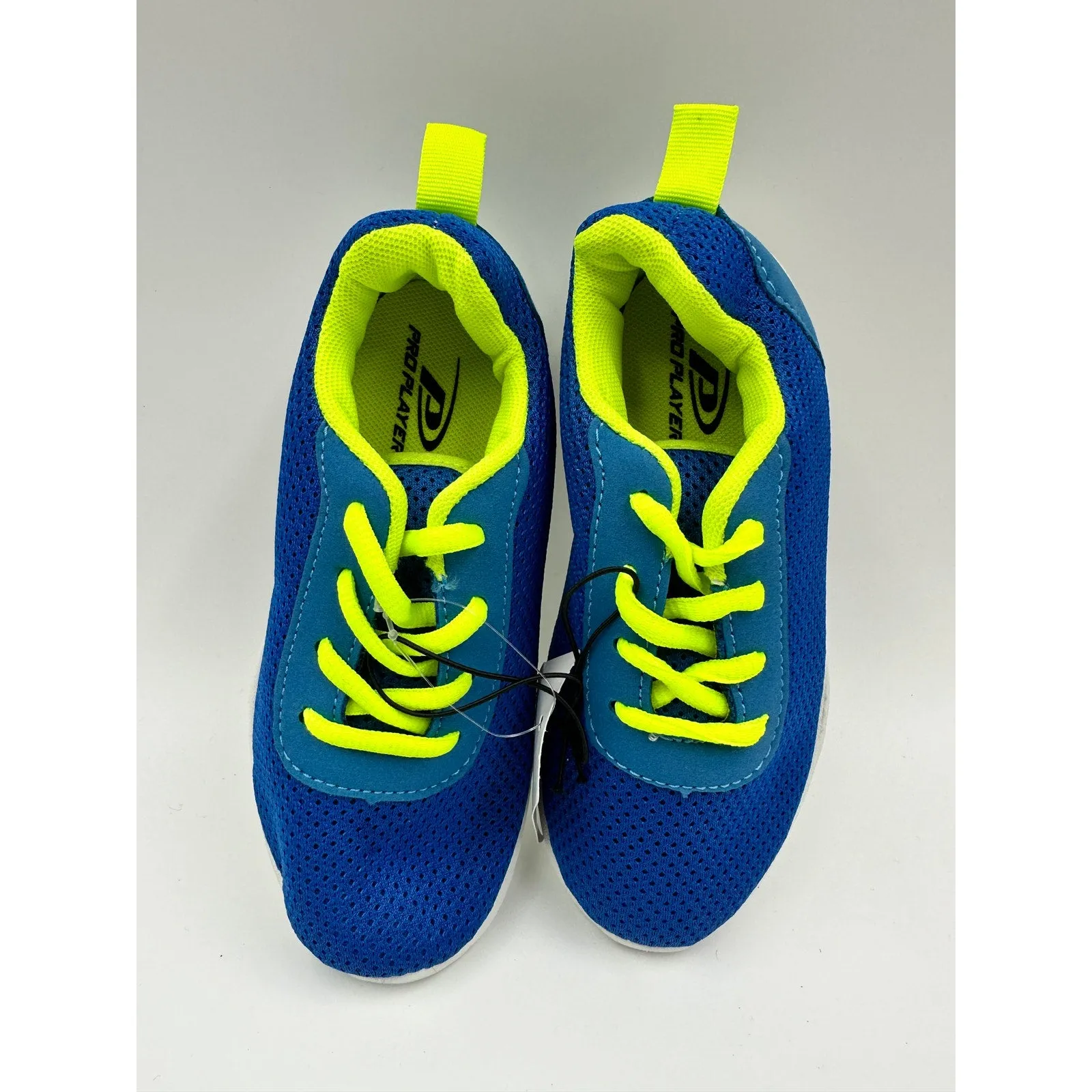 Youth Size 12, Vibrant Blue Sneakers, with Yellow Laces and White Soles