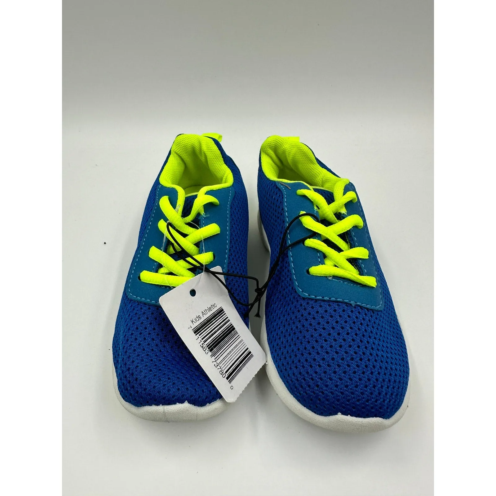 Youth Size 12, Vibrant Blue Sneakers, with Yellow Laces and White Soles